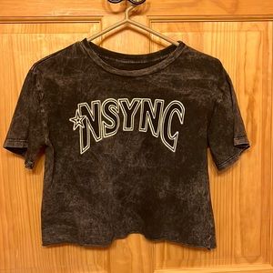 Small band crop top. *NSYNC blank and grayish washout